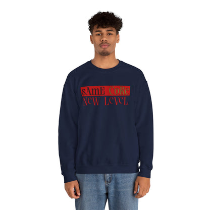Crewneck Sweatshirt — "Same Core New Level" Graphic Pullover
