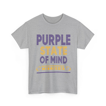 Purple State of Mind Male Cotton Tee, Comfortable Casual Wear, Gift for Minnesota Lovers, Birthday, College Apparel