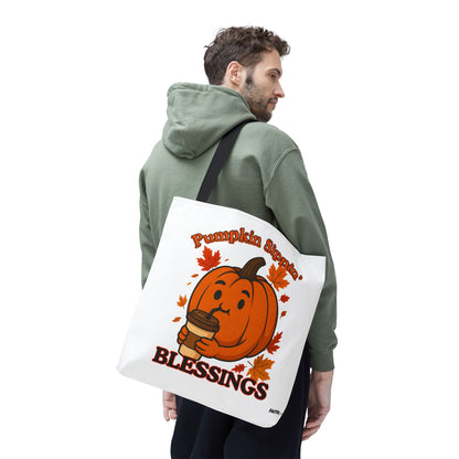 FaithStyles Autumn Pumpkin Blessings Tote Bag | Fall Bag, Cute Tote, Gift for Her, Thanksgiving, Coffee Lovers, Halloween Decor