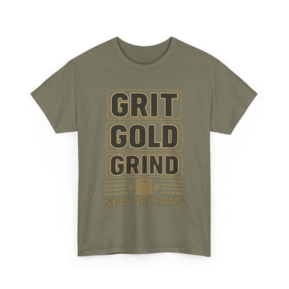 Grit Gold Grind Tee - Male Heavy Cotton Shirt for New Orleans Fans, [...]