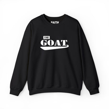 NEW FaithStyles Embroidery The GOAT Crewneck Sweatshirt – Bold White Graphic Pullover