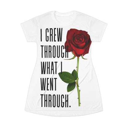 Women's Inspirational Floral T-Shirt Dress - Empowering Quote, Motivational Fashion, Casual Wear, Unique Gifts, Self-Care Apparel