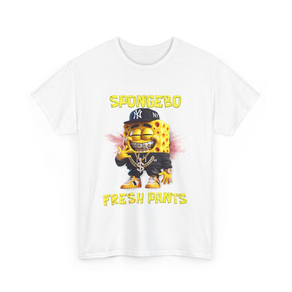 SpongeBo Fresh Pants Unisex Heavy Cotton Tee - Fun Graphic T-Shirt for Kids and Adults