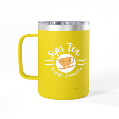 Coffee Lover's Tumbler with Sips Tea Design, Insulated Mug for Home, Travel, Gift for Coffee & Tea Lovers, Birthday, Office, Everyday Use