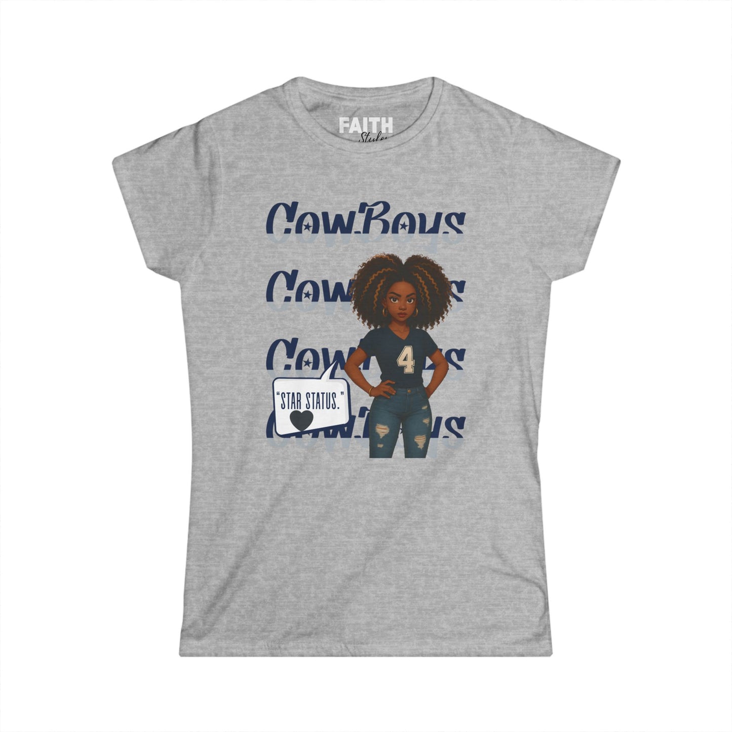 Cowboys Graphic Women's Tee, Softstyle Shirt, Football Fan Apparel, Sportswear Gift, Casual Cute Top