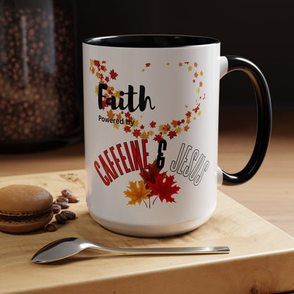 Faith & Caffeine Fall Coffee Mug | Perfect for Autumn Lovers, Thanksgiving Gift, Religious Coffee Cup, Inspirational Drinkware, Cozy Vibes