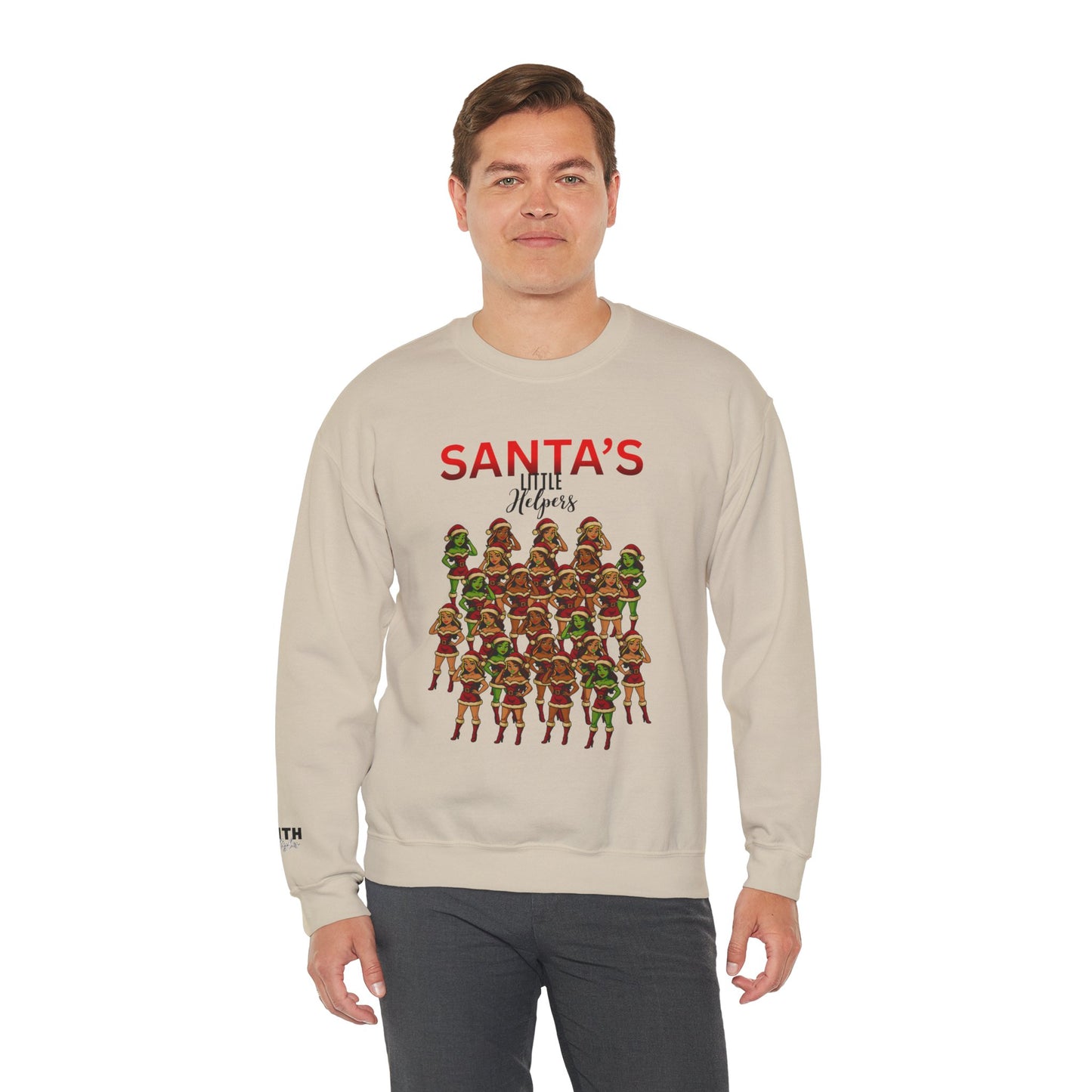 Crewneck Sweatshirt - "Santa's Little Helpers" Christmas Elf Group Holiday Sweater