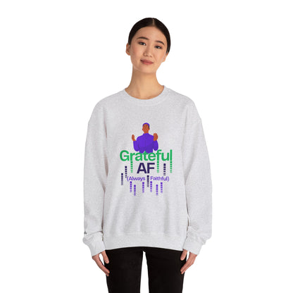 Male Grateful AF Unisex Crewneck Sweatshirt | Cozy Gift for Friends, Thanksgiving Apparel, Everyday Comfort, Gratitude Expression