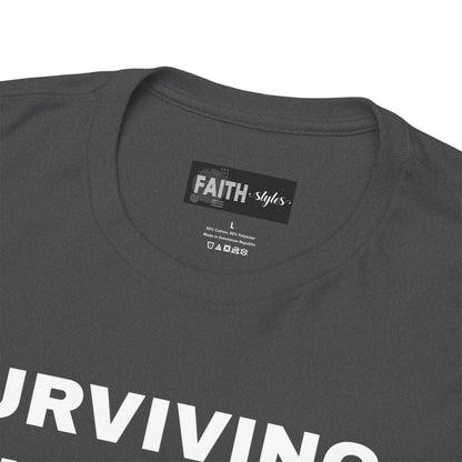 Surviving on Coffee Tee - Unisex Heavy Cotton Shirt, Funny Gift for Coffee Lovers, Perfect for Everyday Wear, Birthday & Holidays
