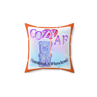 Autumn's Cozy AF Square Pillow - Cute Home Decor, Gift for Friends, Plush Cushion, Holiday Decoration, Soft Throw Pillow