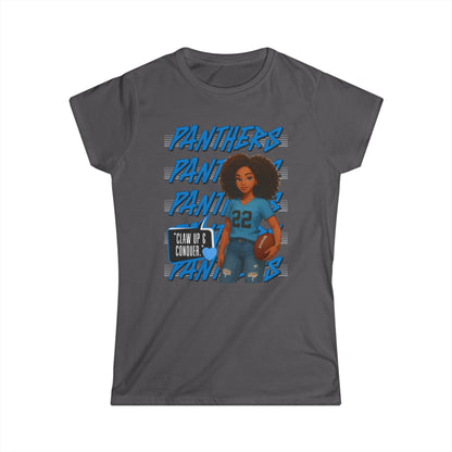 Panthers Cheer Women's Softstyle Tee, Cute Graphic Tee for Football Fans, Sportswear for Game Days and Events, Gift for Cheerleaders