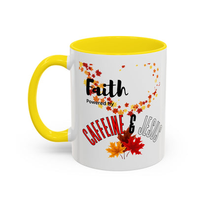 Faith & Caffeine Fall Coffee Mug | Perfect for Autumn Lovers, Thanksgiving Gift, Religious Coffee Cup, Inspirational Drinkware, Cozy Vibes