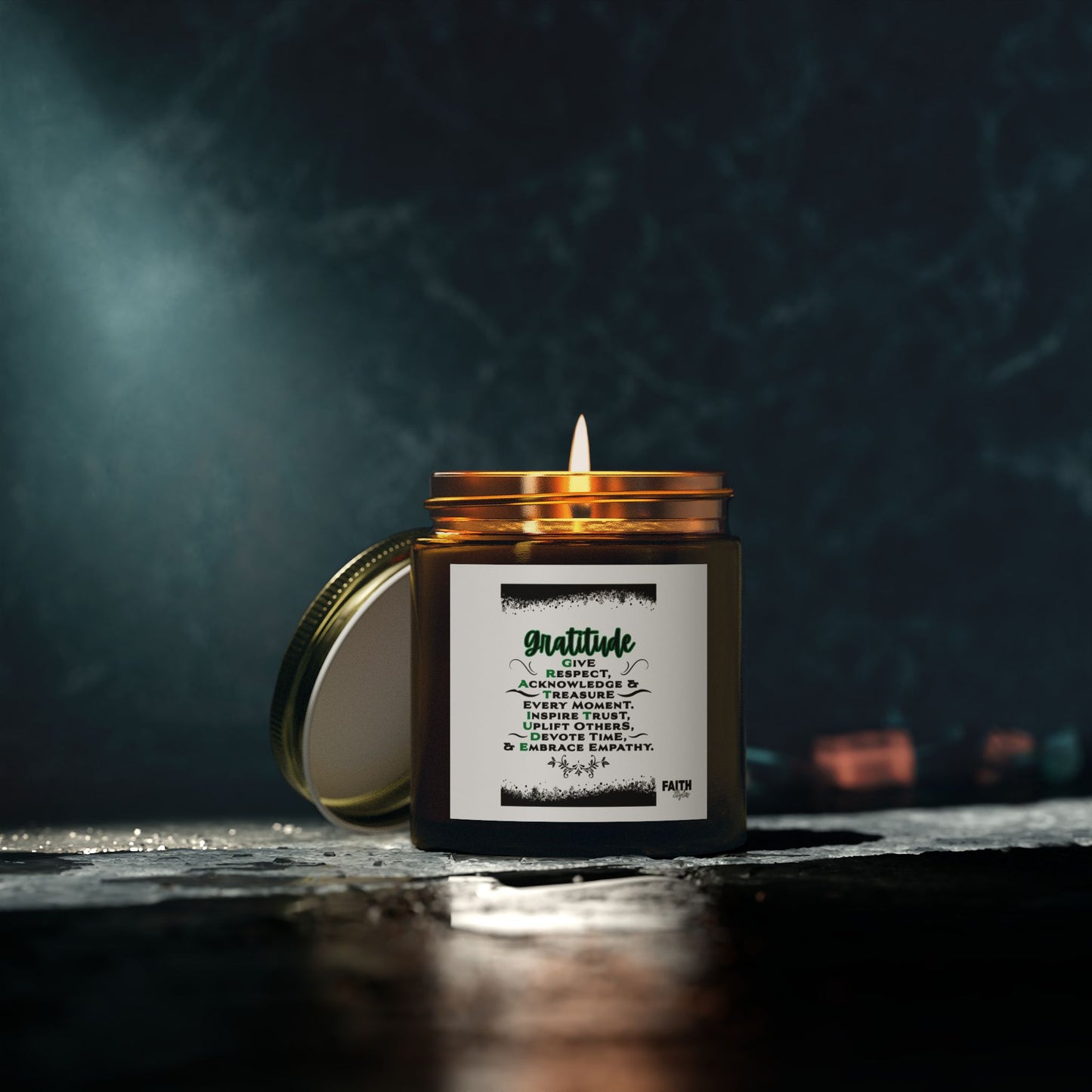 FaithStyles "GRATITUDE" Scented Wax Candles, Coconut Apricot Wax (4oz, 9oz)