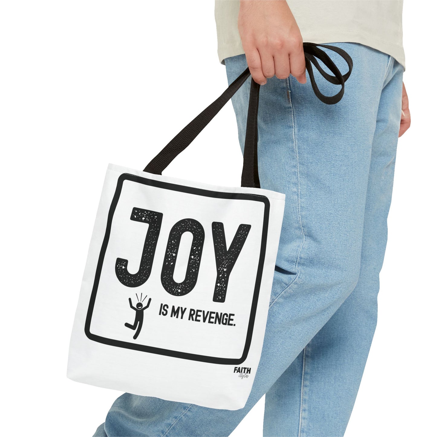 FaithStyles Joy Is My Revenge Tote Bag — Inspirational Graphic Canvas Tote
