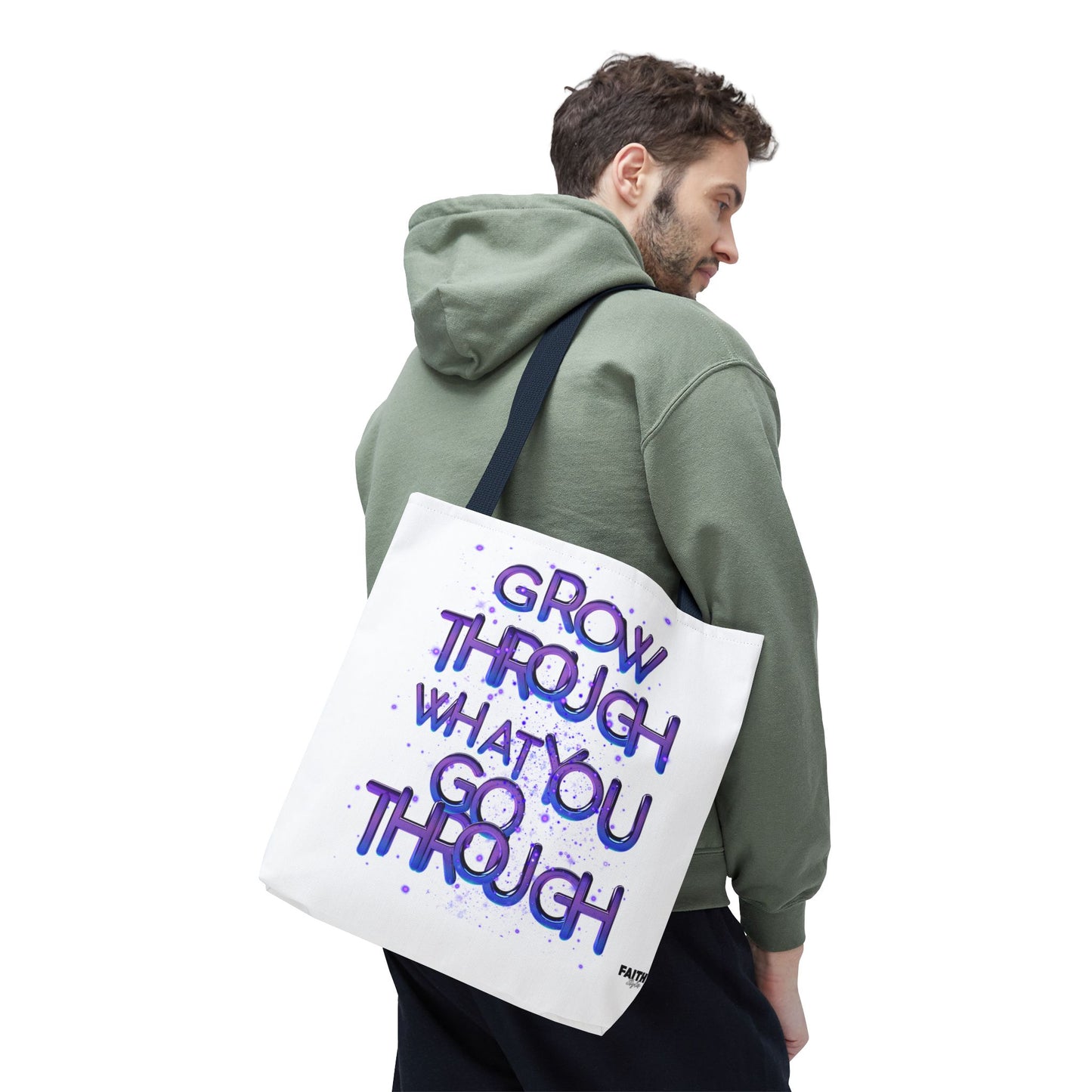 FaithStyles Tote — "Grow Through What You Go Through" Inspirational Quote Bag