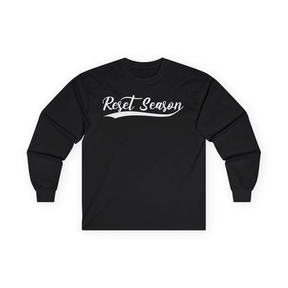 Long Sleeve Tee — "Reset Season" Script Graphic