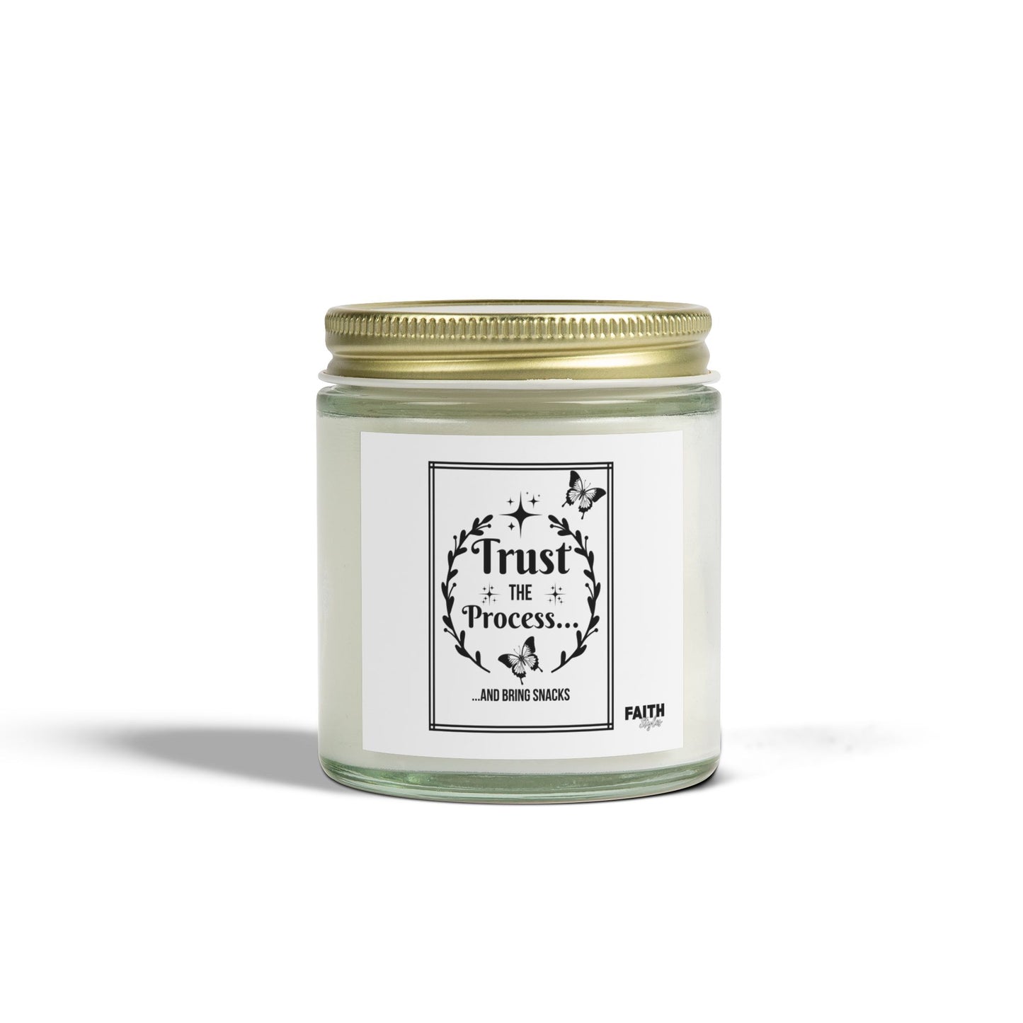 FaithStyles "TRUST THE PROCESS" Scented Wax Candles, Coconut Apricot Wax (4oz, 9oz)