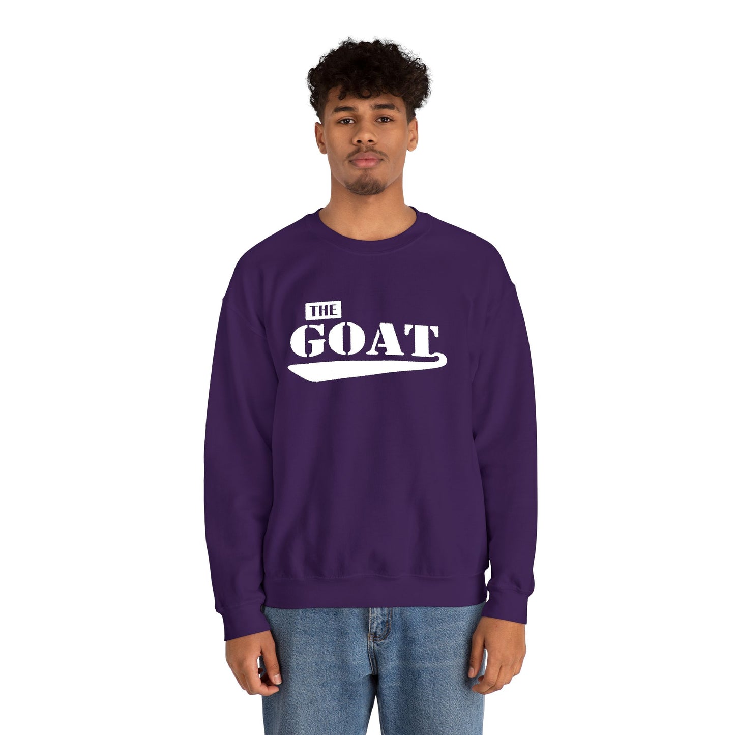 NEW FaithStyles Embroidery The GOAT Crewneck Sweatshirt – Bold White Graphic Pullover