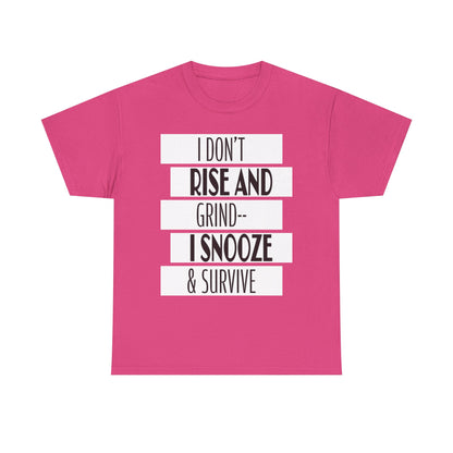 Funny Snooze Survival Tee for Lazy Days, Male's Cotton T-Shirt, Gift for Coffee Lovers, Sleepyhead Apparel, Relaxed Lifestyle Top