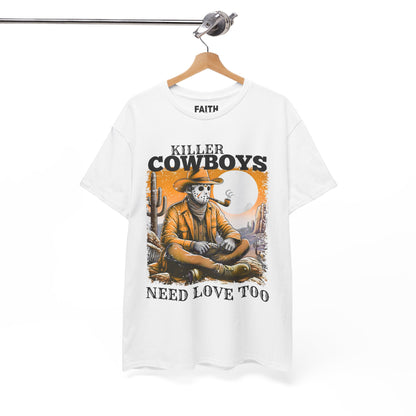 Killer Cowboys Graphic Tee, Unisex Heavy Cotton T-Shirt for Casual Wear, Cowboy Lover Gift, Western Occasion Apparel