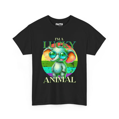 Lucky Animal Unisex Heavy Cotton Tee, Cute Gift for Animal Lovers, Casual Streetwear, St. Patrick's Day, Birthday Apparel