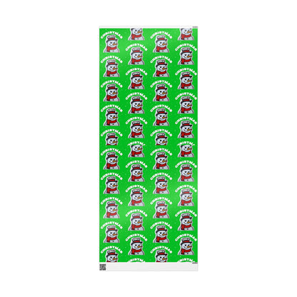 Christmas Snowman Wrapping Paper Roll – Festive Green Holiday Gift Wrap