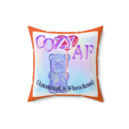 Autumn's Cozy AF Square Pillow - Cute Home Decor, Gift for Friends, Plush Cushion, Holiday Decoration, Soft Throw Pillow