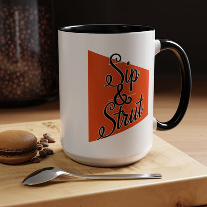 Accent Coffee Mug (11, 15oz) - Sip & Strut Design, Perfect Gift for Coffee Lovers, Home Office Decor, Unique Holiday Present, Ceramic [...]