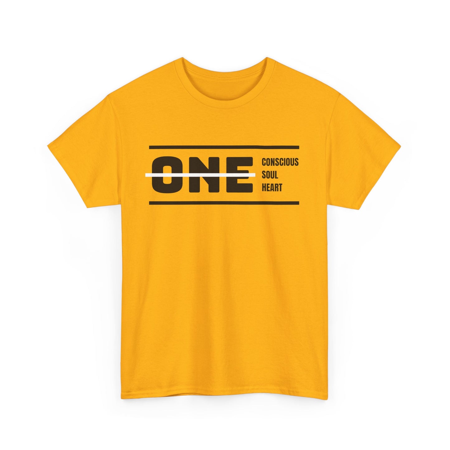 Male's Heavy Cotton Tee - 'ONE' Conscious Soul Heart | Casual Apparel, Gift for Mindfulness, Inspirational Wear, Summer Tee, Everyday Style