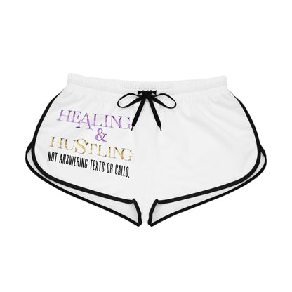 Healing & Hustling Women's Relaxed Shorts, Casual Lounge Shorts, Motivational Activewear, Summer Vacation Shorts, Gift for Entrepreneurs