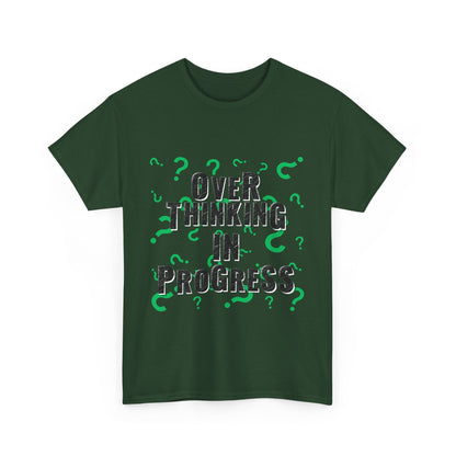 Overthinking in Progress Unisex Heavy Cotton Tee, Fun Graphic T-Shirt, Casual Wear, Gift for Thinkers, Relaxed Fit Tee