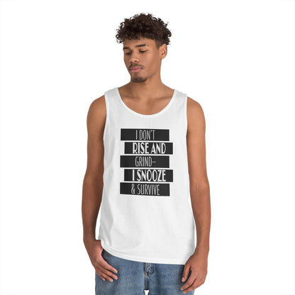Heavy Cotton Tank Top with "I Don't Rise and Grind - I Snooze & Survive" Design - Relaxed Vibe, Perfect for Lazy Days, Gift for [...]