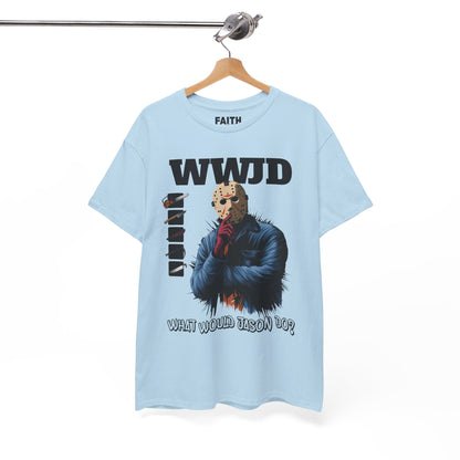 WWJD Unisex Heavy Cotton Tee, Graphic T-Shirt, Casual Wear, Gift for Him, Trendy Apparel, Statement Tee