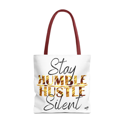 FaithStyles Stay Humble Hustle Silent Tote Bag — Motivational Leopard Print Canvas Tote