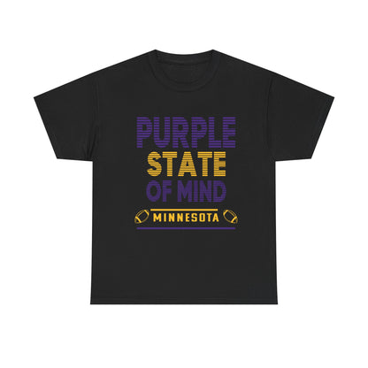 Purple State of Mind Male Cotton Tee, Comfortable Casual Wear, Gift for Minnesota Lovers, Birthday, College Apparel