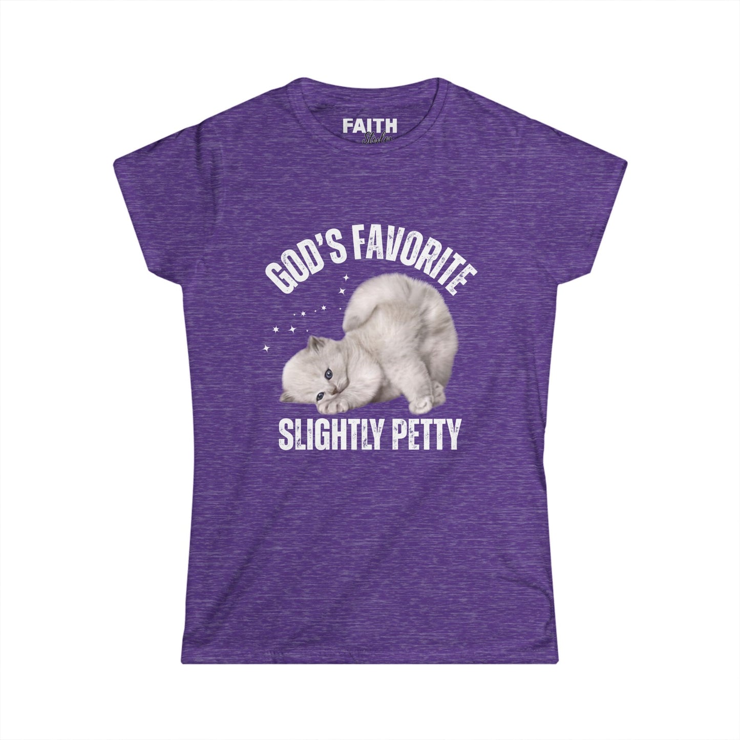 Women's Cat Lover Tee - God's Favorite, Gift for Cat Moms, Funny Petty Shirt, Cute Animal T-Shirt, Casual Everyday Wear