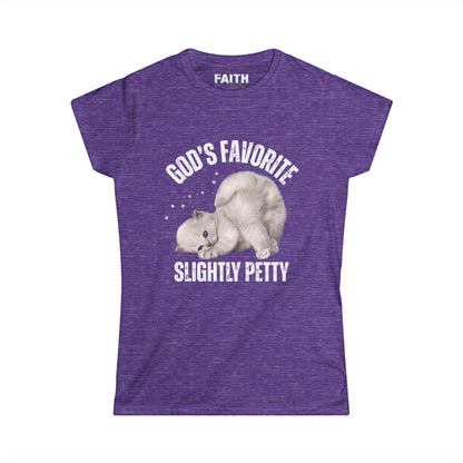 Women's Cat Lover Tee - God's Favorite, Gift for Cat Moms, Funny Petty Shirt, Cute Animal T-Shirt, Casual Everyday Wear