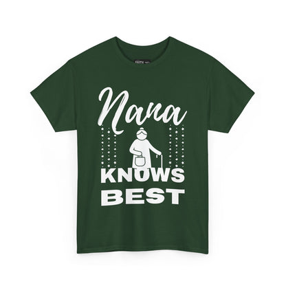 Unisex Heavy Cotton Tee - Nana Knows Best, Gift for Grandma, Family Reunion, Mother's Day, Casual Everyday Wear