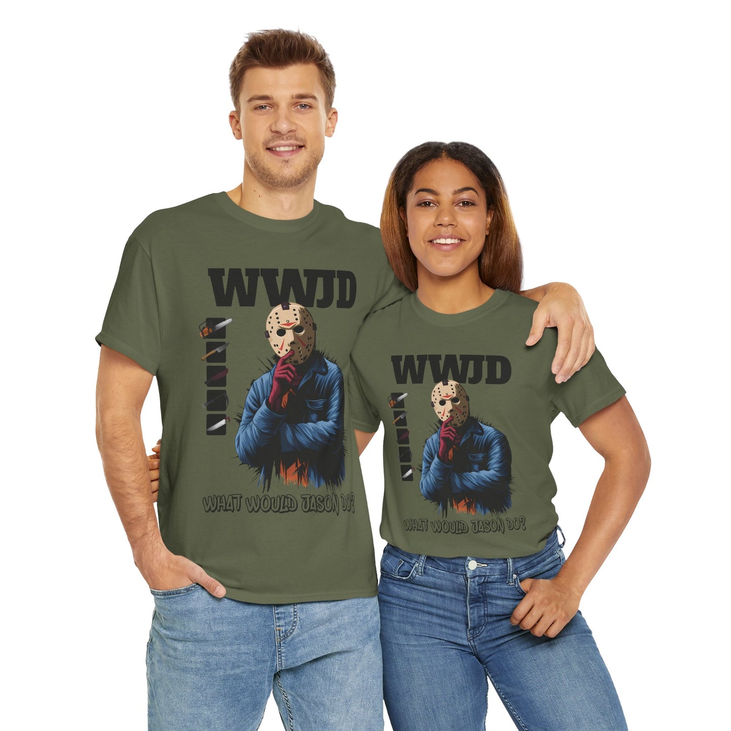 WWJD Unisex Heavy Cotton Tee, Graphic T-Shirt, Casual Wear, Gift for Him, Trendy Apparel, Statement Tee