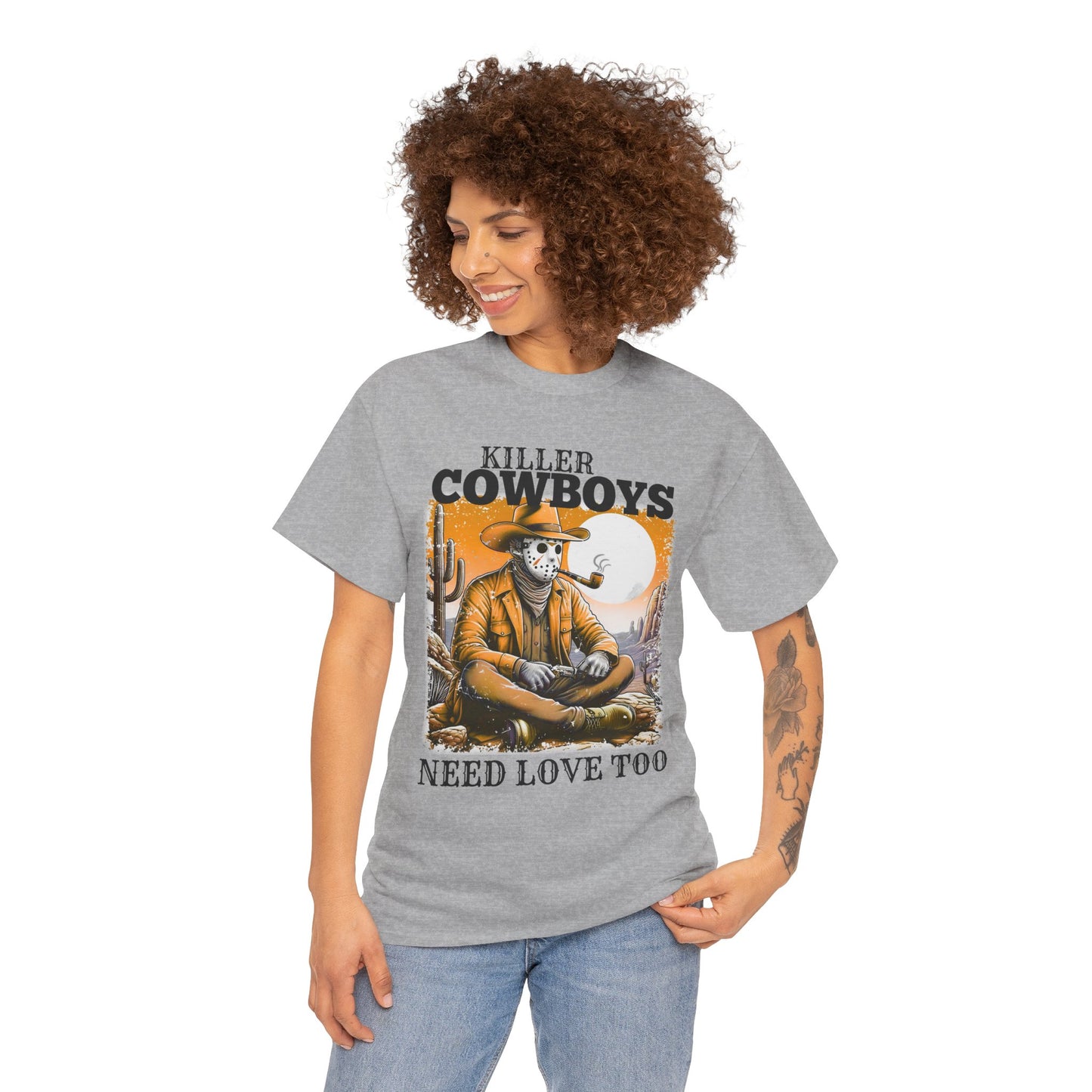 Killer Cowboys Graphic Tee, Unisex Heavy Cotton T-Shirt for Casual Wear, Cowboy Lover Gift, Western Occasion Apparel