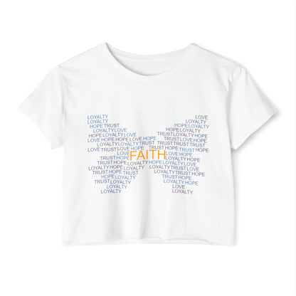 Women's Festival Crop Top with Faith Design, Boho Style Tee, Summer Festival Top, Inspirational Apparel, Gift for Her