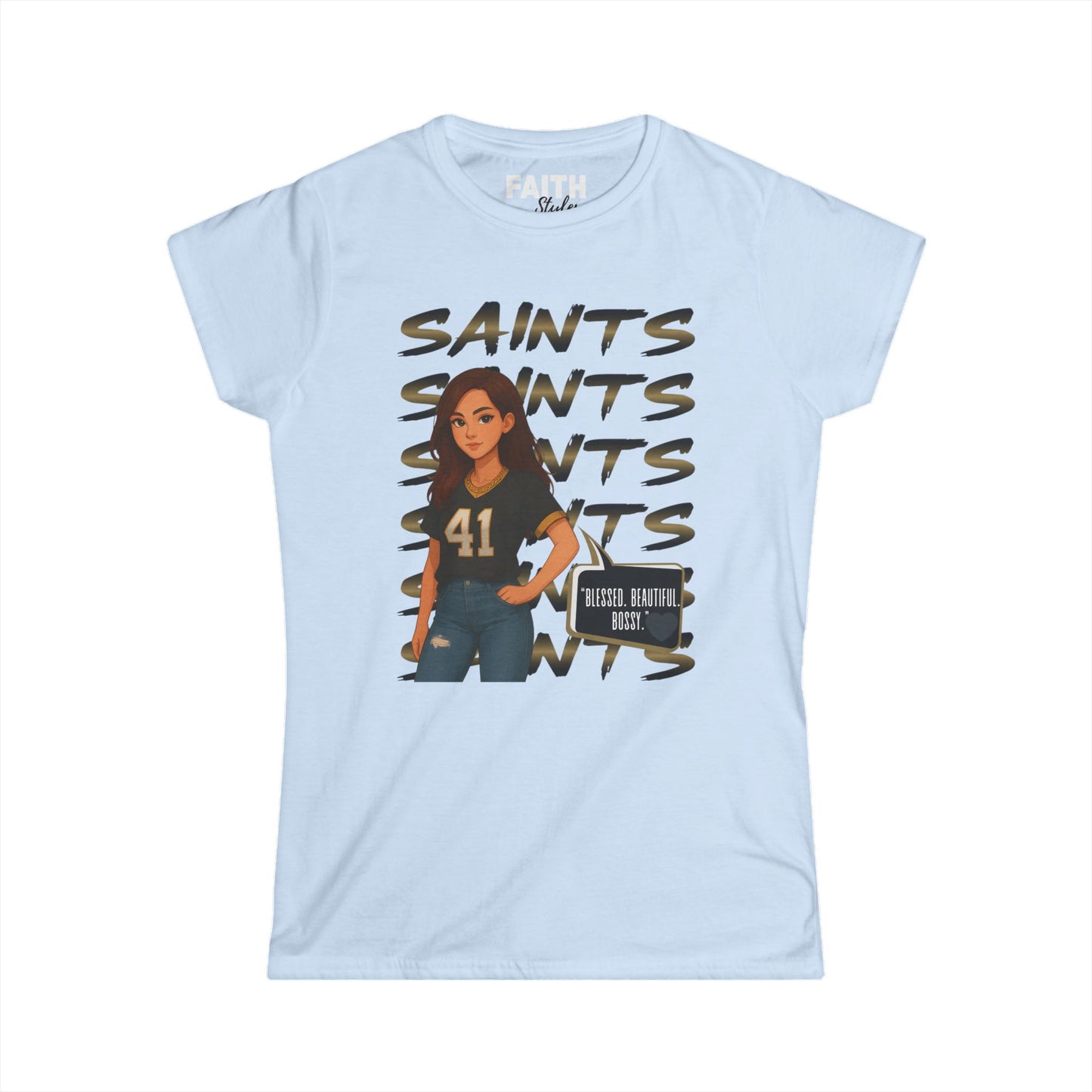 Stylish Women's Saints Tee, Casualwear, Game Day Shirt, Sports Fan Shirt, Cute Graphic Tee, Gift for Her