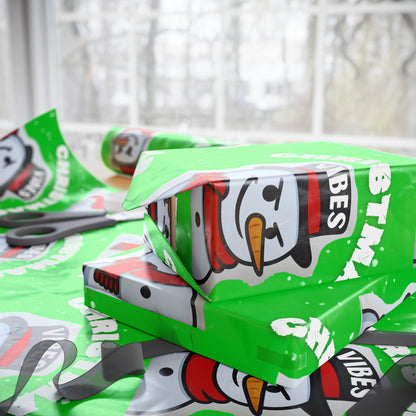 Christmas Snowman Wrapping Paper Roll – Festive Green Holiday Gift Wrap