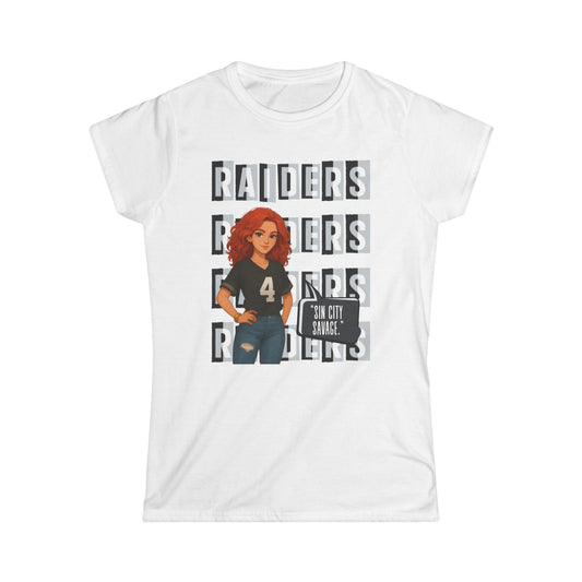 Raiders-Inspired Women’s Softstyle Tee, Casual Sports Shirt, Football Fan Apparel, Gameday Outfit, Gift for Her