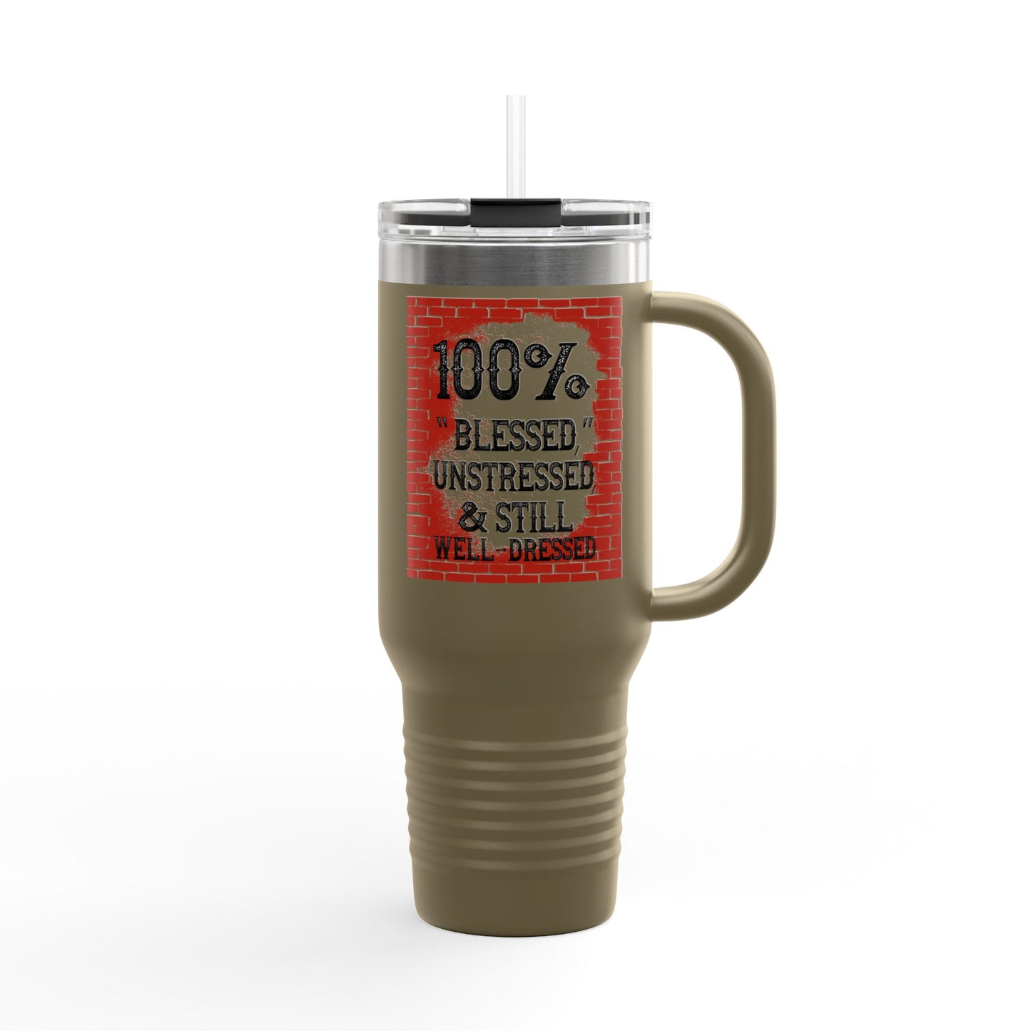 100% Blessed Insulated Travel Mug, 40oz - Perfect for On-the-Go Coffee Lovers, Gift for Friends, Durable Travel Cup, Unique Quote Mug, [...]