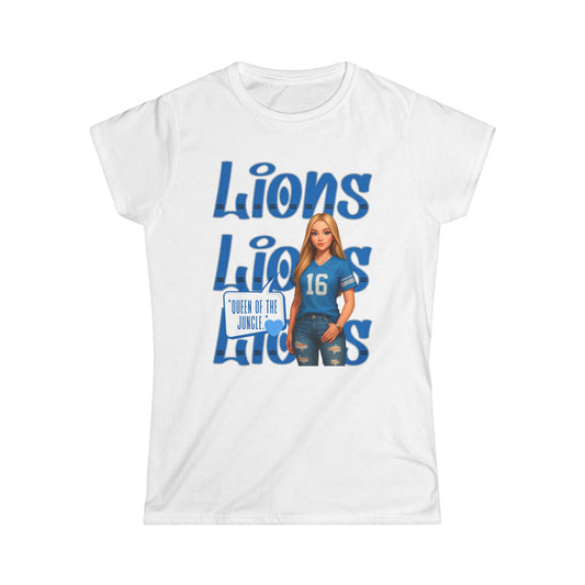 Lions Queen Women's Tee, Casual Fan Shirt, Women's Graphic Top, Gift for Sports Lovers, Birthday Present