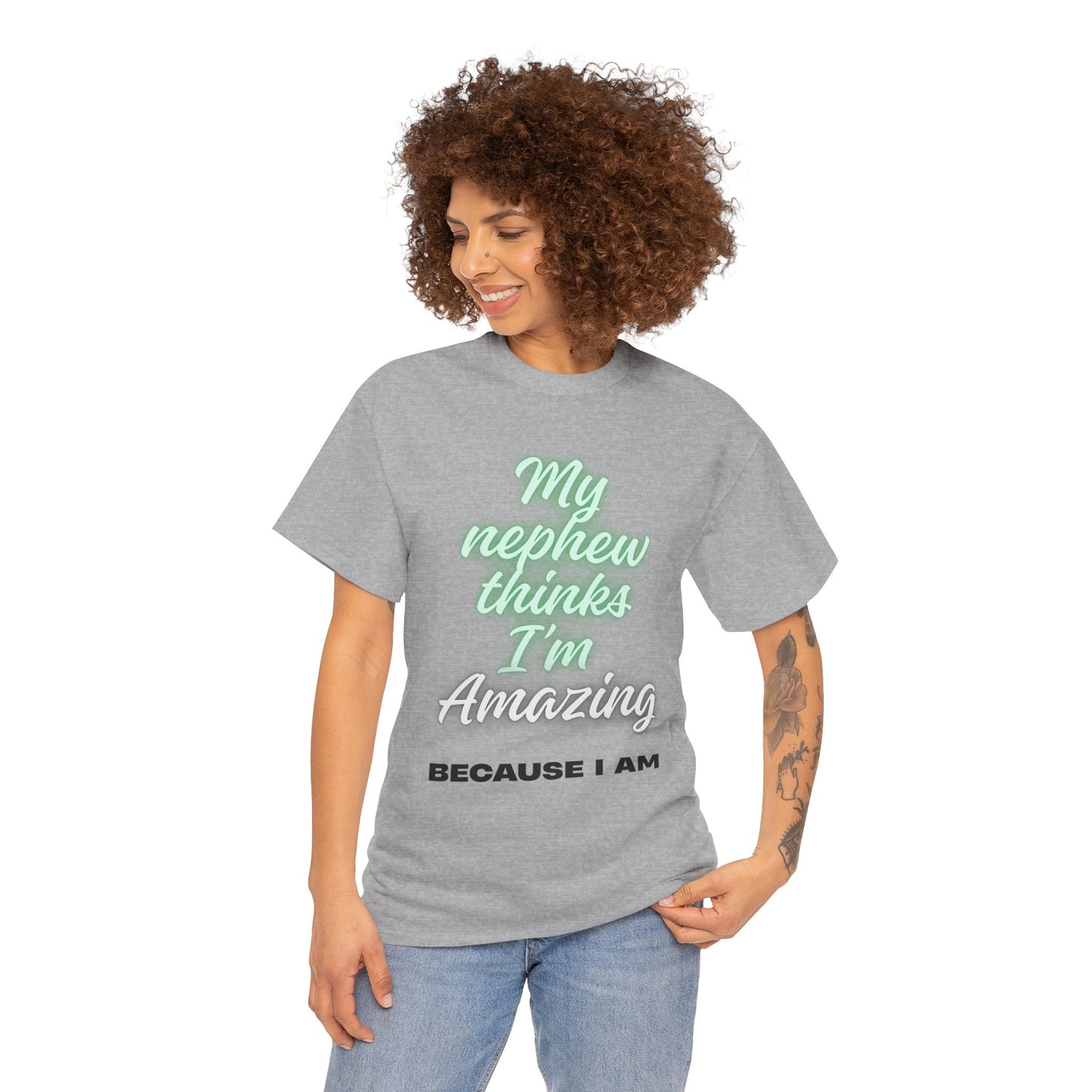 Unisex Heavy Cotton Tee - My Nephew Thinks I'm Amazing, Perfect Gift for Family, Birthday Tee, Funny Quote Shirt, Casual Wear, Gifts [...]
