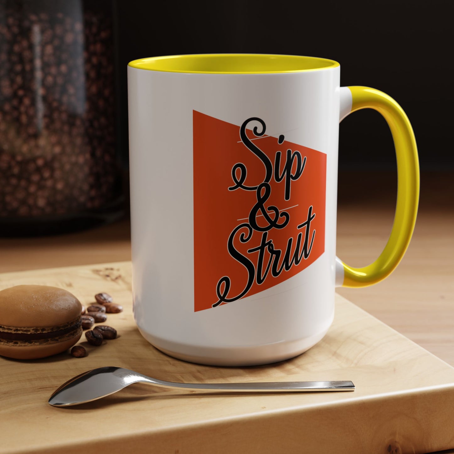 Accent Coffee Mug (11, 15oz) - Sip & Strut Design, Perfect Gift for Coffee Lovers, Home Office Decor, Unique Holiday Present, Ceramic [...]