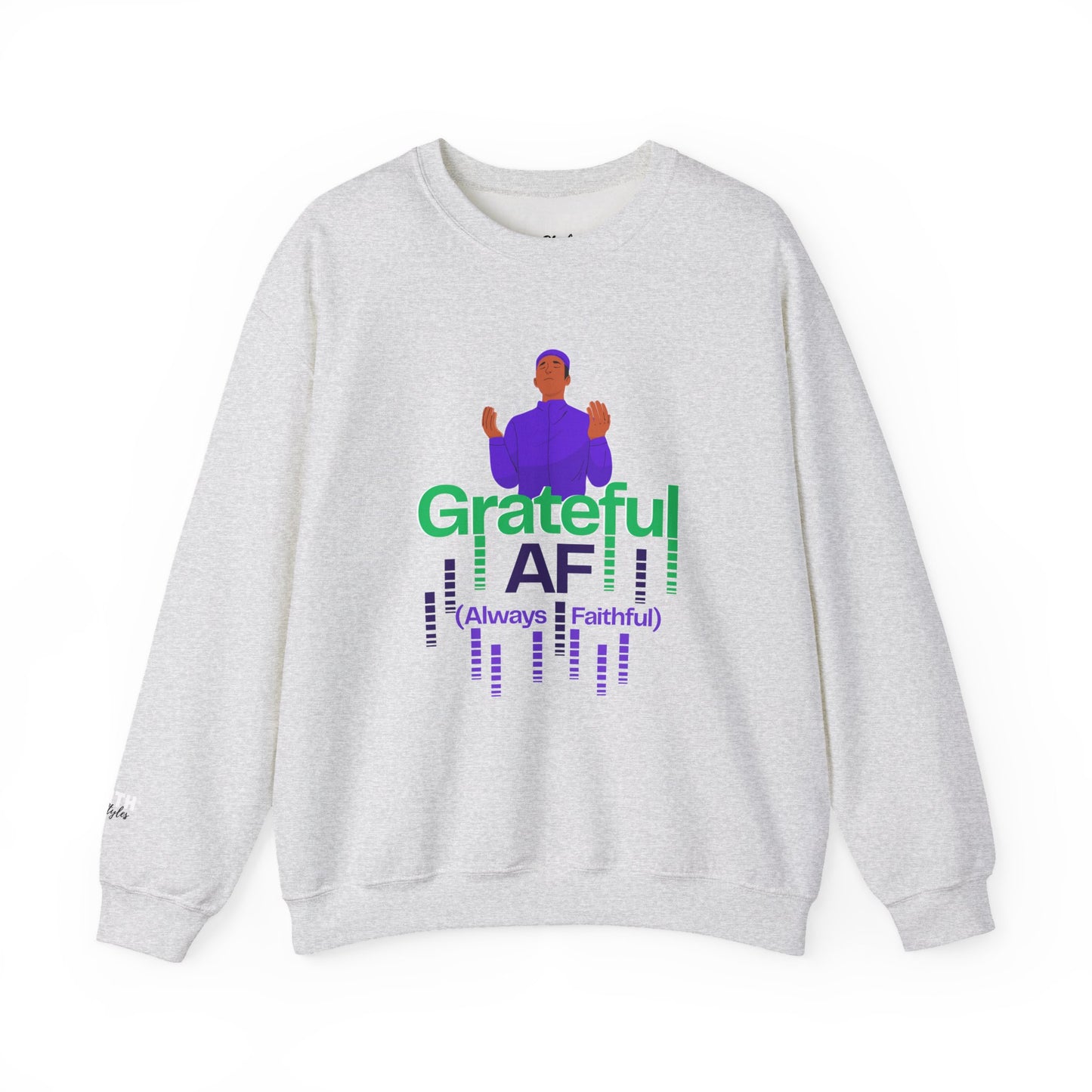 Male Grateful AF Unisex Crewneck Sweatshirt | Cozy Gift for Friends, Thanksgiving Apparel, Everyday Comfort, Gratitude Expression