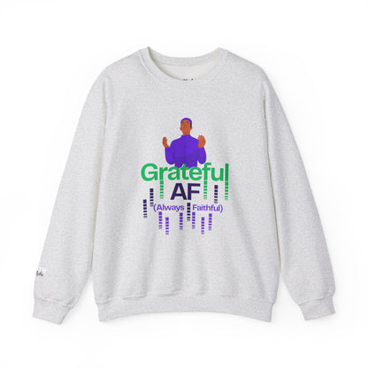 Male Grateful AF Unisex Crewneck Sweatshirt | Cozy Gift for Friends, Thanksgiving Apparel, Everyday Comfort, Gratitude Expression